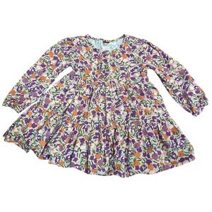 Tea Collection Girls 4 Floral Corduroy Dress Fall Tiered Long Sleeve Cottagecore